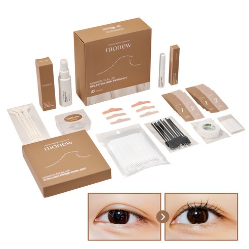 집에서 완성하는 아름다운 눈매, 모뉴 리얼업 셀프 속눈썹펌 키트 10회분 세트 후기 속눈썹펌셀프