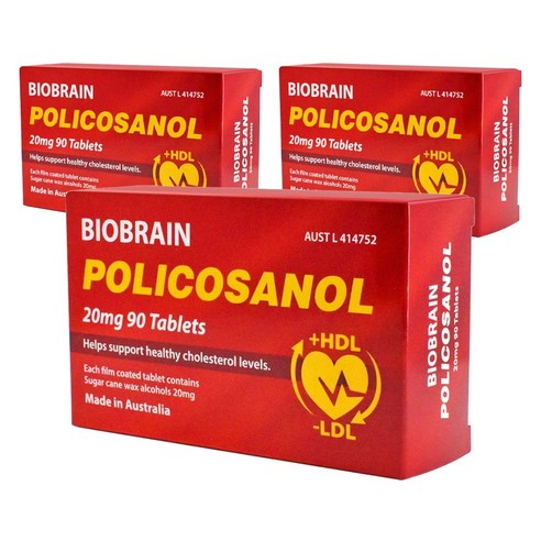 BIOBRAIN 바이오브레인 폴리코사놀 20mg 타블렛, 3개, 90정