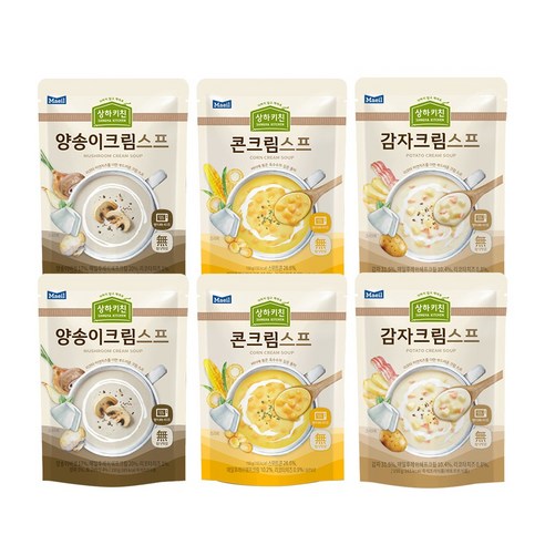 상하키친 스프혼합세트 감자크림2팩+양송이크림2팩+콘크림2팩, 150g, 1세트