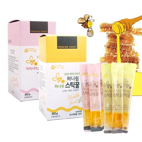 [강원양봉] 프리미엄 아카시아/피나무 스틱꿀 각1박스(박스당30스틱), 1세트