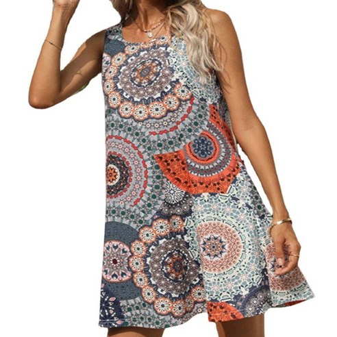 박스비 에스닉 비치웨어 커버업 민소매 원피스