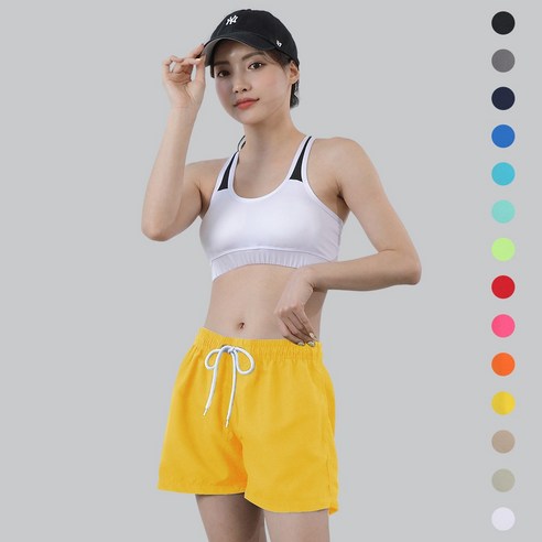 (14컬러) 여성 컬러 비치 보드숏 수영복 반바지 스윔웨어 물놀이 래쉬가드 팬츠