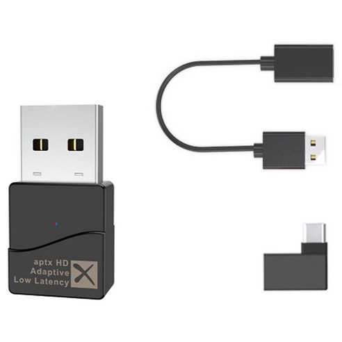 블루투스 어댑터 드라이버가없는 USB 블루투스 5.2 송신기 + USB 확장 케이블 + TYPE-C 어댑터, 보여진 바와 같이, 하나