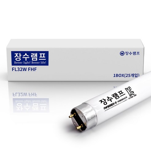 장수램프 직관 형광등 삼파장 직관형광램프 FHF 32W 25입(1박스), 주광색, 25개