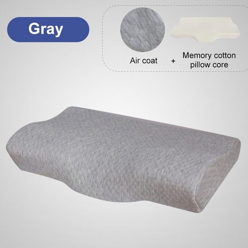 [LF] 메모리 폼 침구 베개 벨벳 목 보호, 하나, Air layer gray