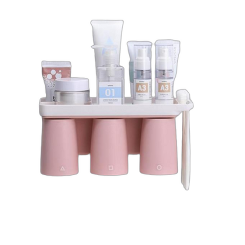 플레이마린 거꾸로 자석 위생 칫솔컵꽂이, 3단, 핑크