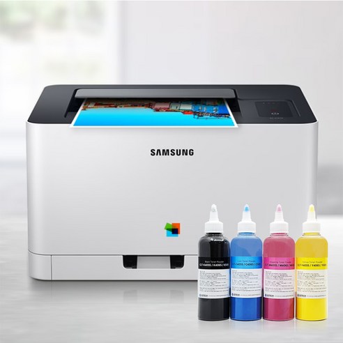 삼성 컬러 레이저 프린터 SL-C513 C513W 정품+리필 토너 세트 무한레이저프린터