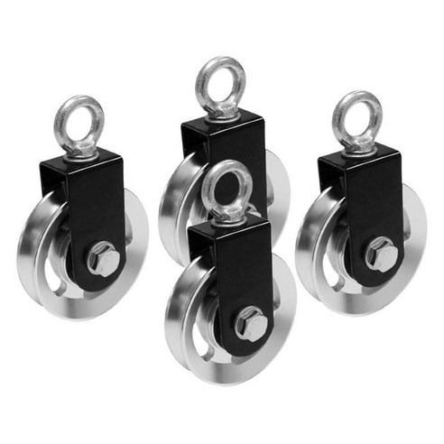 4Pcs 회전 도르래 블록 근육 빌딩 도르래 운동 롤러 300kg DIY, 73mm, 블랙 실버, 알루미늄 합금