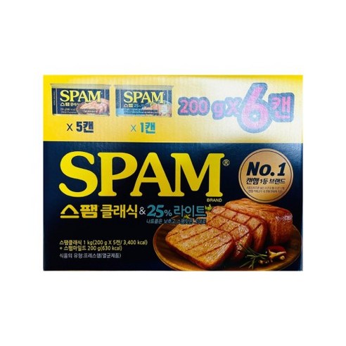 CJ제일제당 스팸 2종 세트, 클래식 200 g x 5p + 마일드 200 g, 1세트, 200g