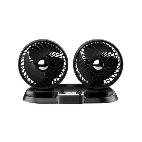 kmazone 차량용 선풍기 360도 회전 가능 접이식 듀얼 선풍기 USB포트 12v 24V, 블랙 USB포트