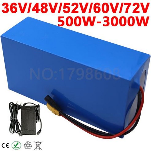 전기 자전거 스쿠터 리튬 18650 배터리 팩 48V 20Ah 60V 72V 500W, 22 60V18AH 1500W(2A)