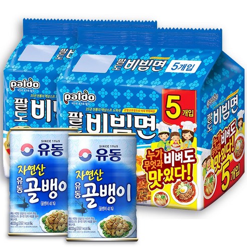 팔도) 비빔면 멀티팩 2봉지(10개) + 유동 골뱅이 400g 2개, 1세트