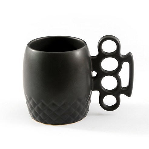 대용량 세라믹 컵 크리에이티브 컵 세라믹 에이리언 손잡이 머그컵, 검은 색, 401-500ml