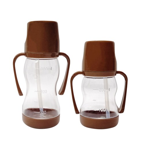 아가프라 라온빨대컵250ml+350ml 2개 빨대컵 와이드젖꼭지 호환가능, 초코