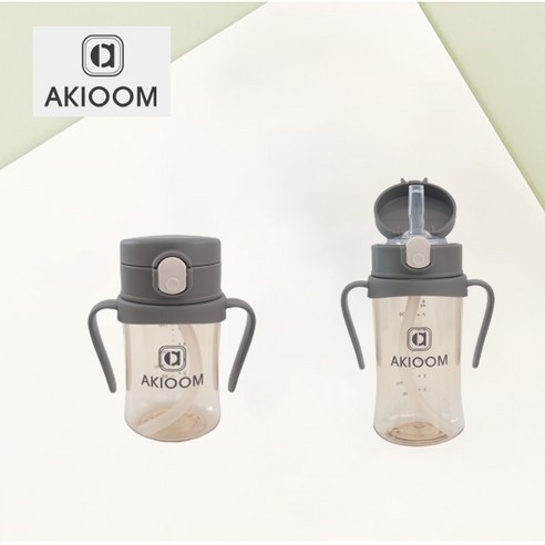 아키움 유아용 PPSU 원터치 빨대컵 200ml, 그레이, 1개