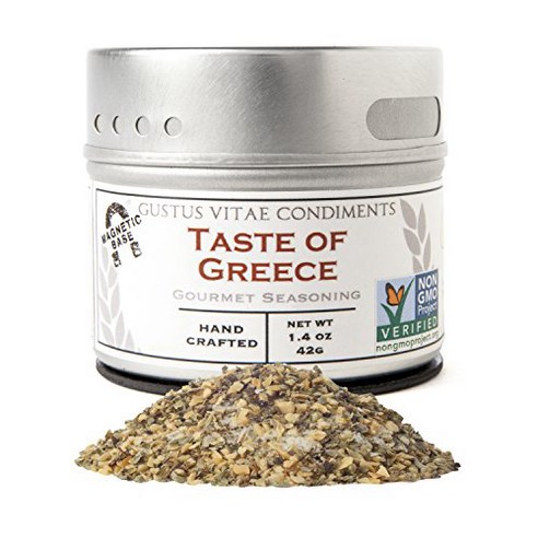 Gustus Vitae | Taste of Greece Seasoning | 2.7 Ounce | Non GMO Verified | Magnetic Tin | Small Batch Spice Blend, 1개, 42g gravitation