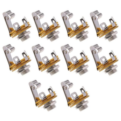 6.35mm 1/4 '''' 모노 오디오 잭 소켓 소켓 패널 10개, {"사이즈":"설명"}, {"수건소재":"합금"}, 실버