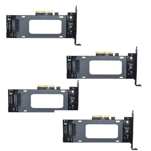 4 조각 PCIe 3.0 4X 데스크탑 PC용 최대 2.5인치 U.2 SFF 8639 확장 카드, 5.9x4.7x1 인치, 검정, ABS