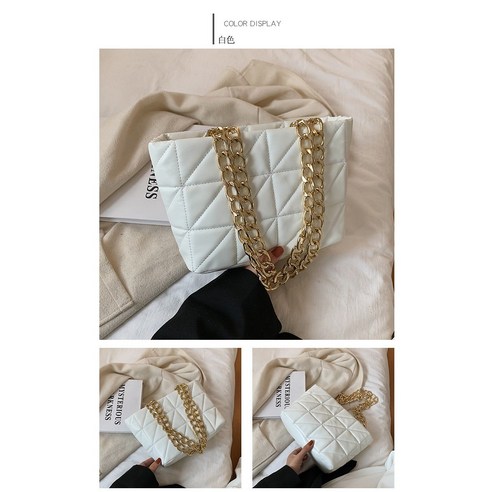 KORELAN 작고 상큼한 대용량 마름모 엠보 체인 물통 가방 왕홍 패션 숄더 가방