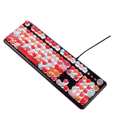 Xzante 혼합 색상 버전 K520 USB 방수 실제 기계식 립스틱 키보드 그물 레드 펑크 레트로 노트북 로즈, 장미 레드, 금속 매트 패널