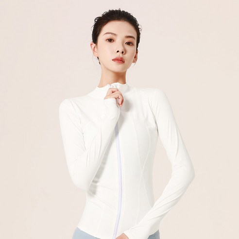 ANYOU 여성 봄 여름 요가복 필라테스 헬스복 런닝복 자외선 차단 코트, 흰색