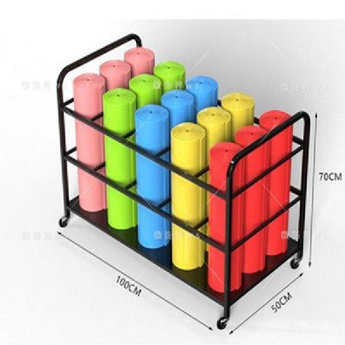 폼 롤러 정리 요가 매트 이동식 거치대 폼롤러거치대 정리카트 100cm, F 블랙100x50x70+휠