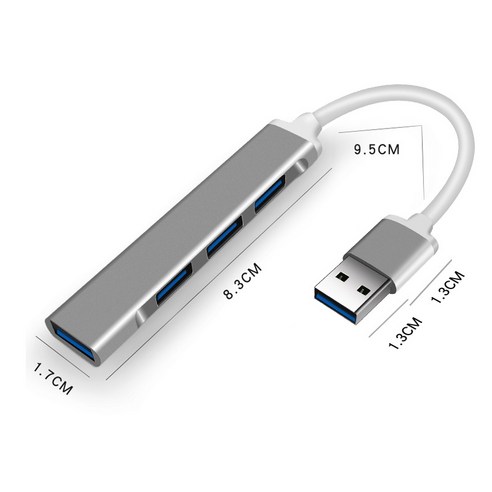 USB &Type-C타입 멀티 허브 4포트 USB 3.0 / 2.0 삼성 맥북 LG 태블릿, 회색, Type-c