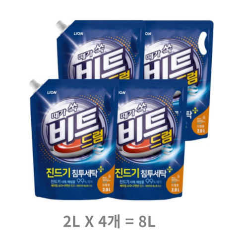 비트 진드기 액체세제 드럼용 리필, 2L, 4개