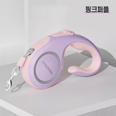 낭만생활 꼬임방지 반려동물 원터치 자동 리드줄, 핑크퍼플 3m