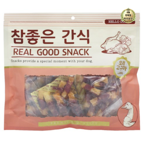 참좋은간식 헬로도기 강아지 간식 600g, 오리고구마, 1개