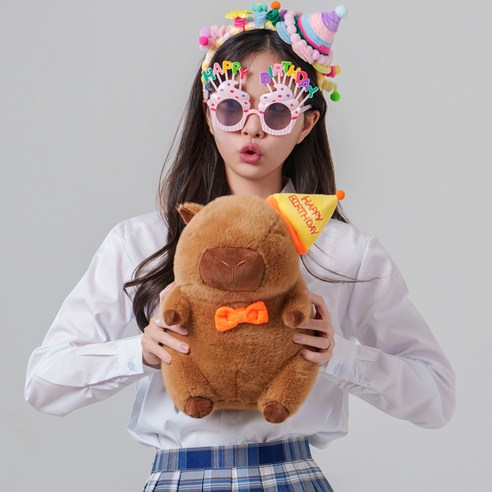 말랑마쥬 귀여움주의 애착인형 동물 캐릭터 카피바라 베어 선물 쿠션 바디필로우, 벌스데이_카피바라
