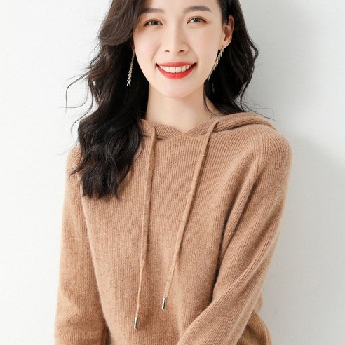 Mao울 혼합 가을 겨울 새로운 여성 느슨한 단색 후드 짧은 까마귀 니트 까마귀