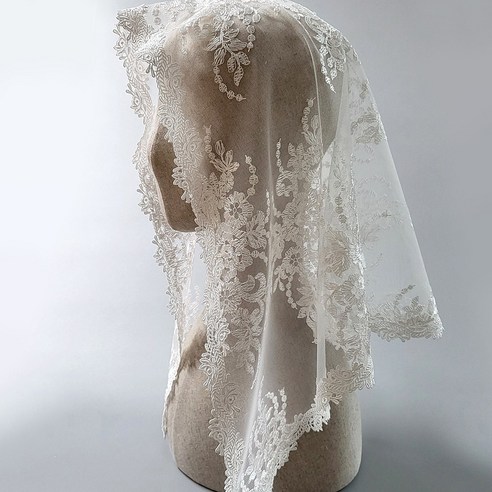 수제 미사보 에스델 천주교성당 세례식 흘러내리지않는 자체제작 고급미사포, 어린이 미사보(약90cmx49cm) Best Top5