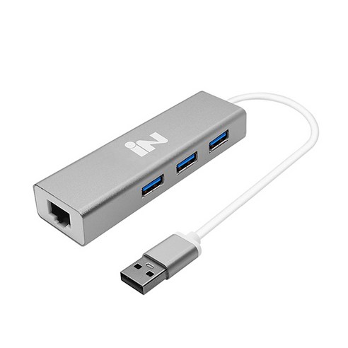 인네트워크 USB3.0 3포트 허브 + 기가랜카드 IN-3U3L1, 혼합 색상