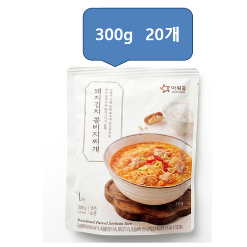 아워홈 돼지김치 콩비지찌개, 20개, 300g
