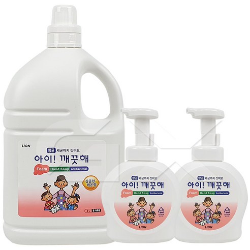 아이깨끗해 거품형 핸드워시 핸드솝 4리터 온가족 대용량(펌프용기490ml 2개 포함), 4L, 1세트