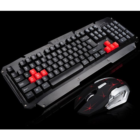 [시요] 젤리 빗 2.4G 무선 키보드 금속 방수 게임 키보드 마우스 정장 USB 기계식 키보드, black, 하나, 하나