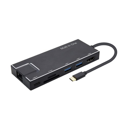 컴스 USB 3.1 C타입 멀티 컨버터 7 in 1 랜 4K HDMI 허브 카드리더 PD FW764, 혼합 색상