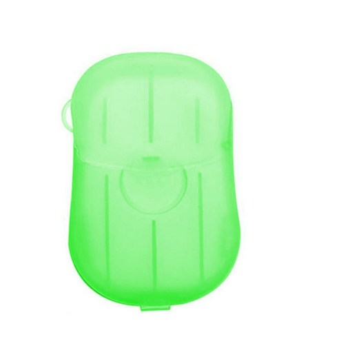 20 개/상자 일회용 비누 시트 여행 야외 하이킹 캠핑 손 씻기, 3.5x7x2cm, 플라스틱, 녹색