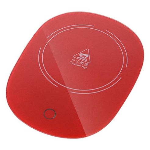 차 커피 히터 패드 머그 가열 트레이 매트 우유 음료 히터 패드 USB 충전 워머 매트 55°C 써멀 코스터 컵 워머, 빨간색, 16.5x12x2cm, 강화 유리 및 PP