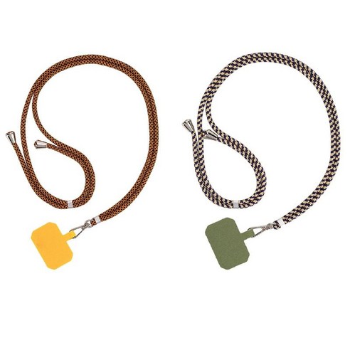 2 조각 조정 가능한 휴대 전화 끈 목 스트랩 핸드 헬드 로프, 주황색+녹색, 160cm, 폴리에스터