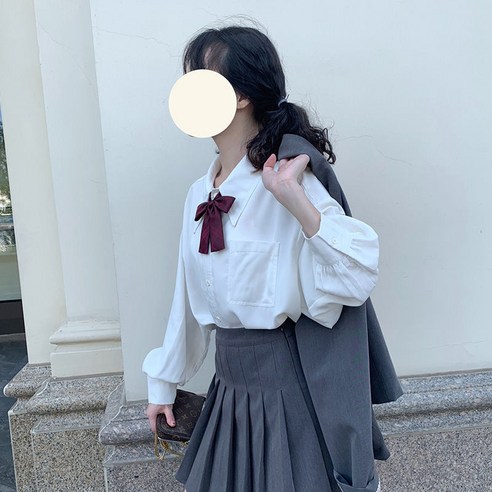 LCY 봄과 가을 새로운 홍콩 스타일 쉬폰 셔츠 여성 일본식 Jk 제복 느슨한 틈새 긴 소매 셔츠 여성용 겉옷