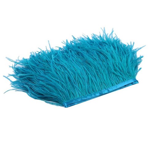 DIY 재봉 공예 장식을위한 많은 색상 1야드 타조 깃털 프린지 트림, 공작 블루, 설명