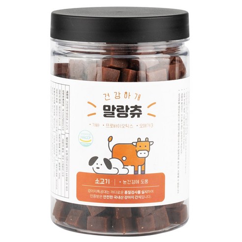 강아지특공대 건강하개 말랑츄 강아지 영양간식, 1통, 300g, 소고기맛