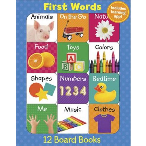 First Words (12 Book Set & Downloadable App!) Board Books, Little Grasshopper Books, English, 9781640309487