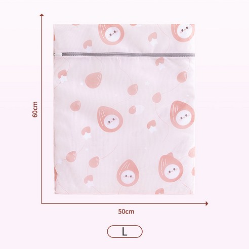 만화 인쇄 메쉬 세탁 가방 세탁기 가방 접이식 세탁 주최자 가방 브래지어 속옷용 멀티 사이즈 세탁 키트, 하나, Pink 50-60cm