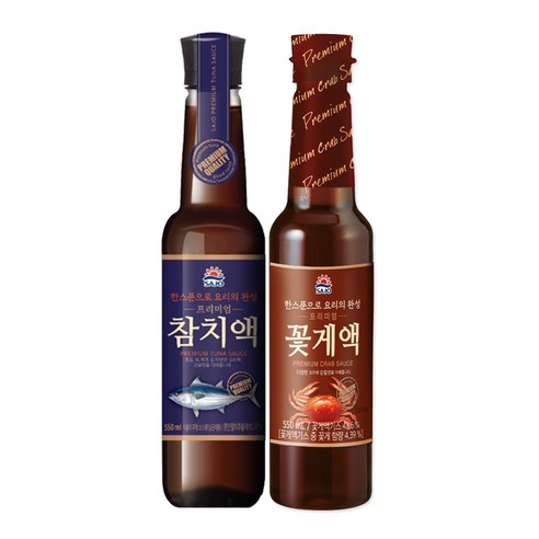 올따옴 해표 프리미엄 꽃게액550ml+참치액550ml 1개씩, 1세트