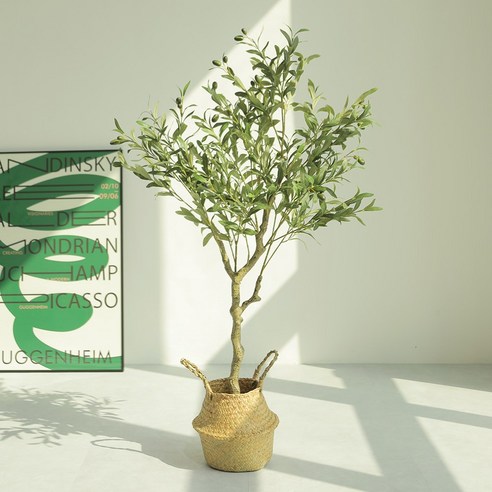 디아펠리즈 북유럽 올리브 조화 나무+해초바구니, 120cm 중형A, 1개, 혼합색상