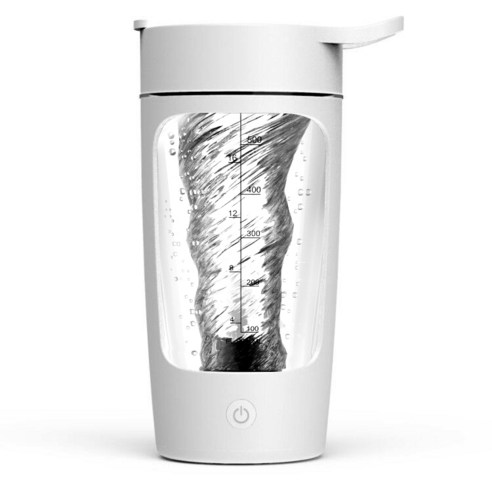 Montheria 자동 믹스컵 usb충전식 전동 믹스컵 텀블러 쉐이커 단백질 파우더 블렌딩 전동 컵 650ml A598-130, 화이트, 1개