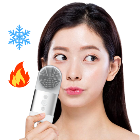 KIBOER 걸이식 초음파 진동 클렌저 냉/온 찜질 3단계 진동 조절 라이트 케어 IPX7 방수 충전식, 화이트